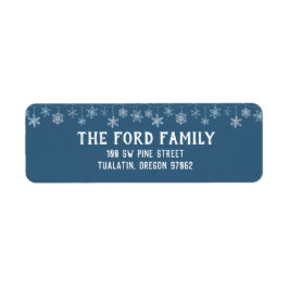 青と白のスノーフレーク差出人住所ラベル ラベル