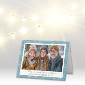 青と白のスノーフレーク折り畳みホリデーフォトカード カード