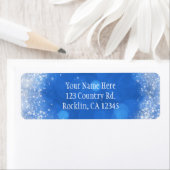 青と白のスパークルシンデレラ結婚式招待状 ラベル (インサイチュ)