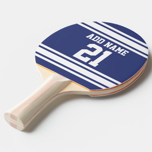 青と白のスポーツジャージー名前をカスタムする番号 卓球ラケット (正面アングル)