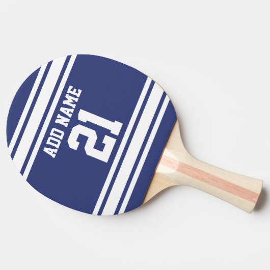 青と白のスポーツジャージー名前をカスタムする番号 卓球ラケット (横)