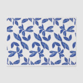 青と白のセラミックリーフのモチーフ – ギフト/クラフト 薄葉紙 (正面)