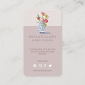 青と白のセラミック花瓶ブーケ、ホームステージング 名刺 (裏面)