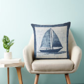 青と白のセーリング航海のボート装飾用クッション クッション (椅子)