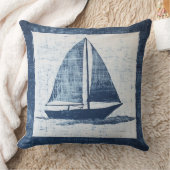 青と白のセーリング航海のボート装飾用クッション クッション (ブランケット)