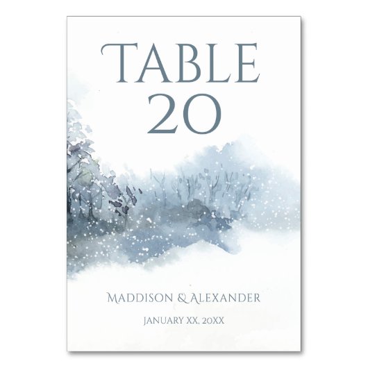 青と白のソフトウォーター結婚カラー テーブルナンバー (正面)