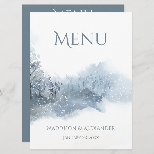 青と白のソフトウォーター結婚カラー メニュー (正面/裏面)