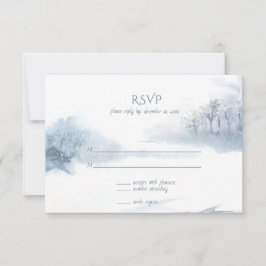 青と白のソフトウォーター結婚カラー 出欠カード