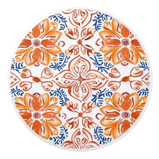 青と白のタイイタリアンル セラミックノブ (正面)