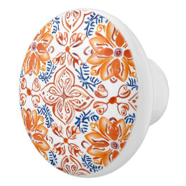 青と白のタイイタリアンル セラミックノブ