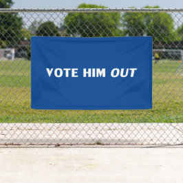 青と白のタイポグラフィで彼を選モダンはっきりしたぶ 横断幕