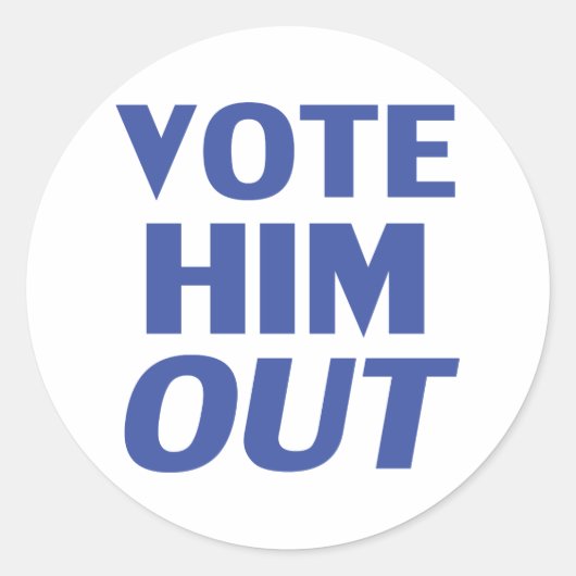 青と白のタイポグラフィで彼を選モダンぶ ラウンドシール (正面)