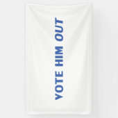 青と白のタイポグラフィで彼を選モダンぶ 横断幕 (縦)