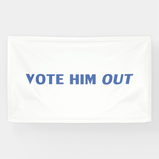 青と白のタイポグラフィで彼を選モダンぶ 横断幕 (横)