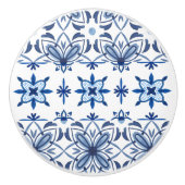 青と白のタイルイタリアンパタ地中海のーン セラミックノブ (正面)