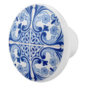 青と白のタイルクラシックルックセラミックノブ セラミックノブ (右)