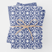 青と白のタイル地中海のパターン ラッピングペーパーシート (インサイチュ)