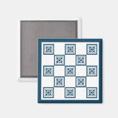 青と白のタイル マグネット (正面/裏面)