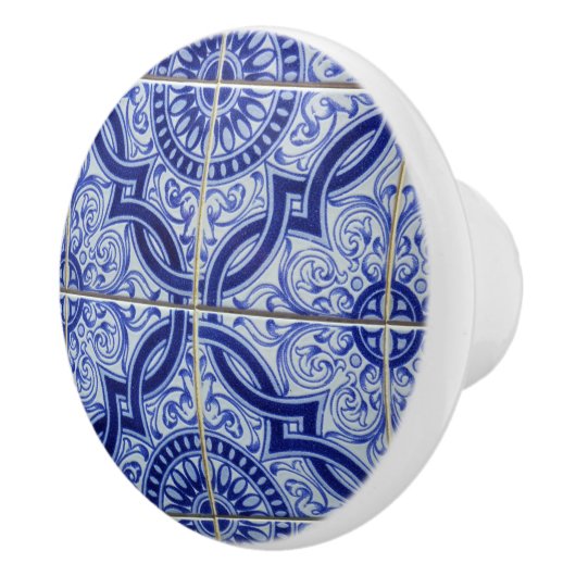 青と白のタイ地中海のルパターエレガントン セラミックノブ (右)