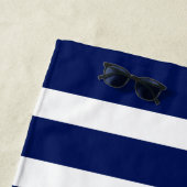 青と白のタコストライプ ビーチタオル (インサイチュ)