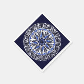 青と白のタラベラキュアトロ スタンダードカクテルナプキン (角)