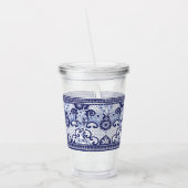 青と白のタラベラメキシコフォークアートマグパペ アクリルタンブラー (左)