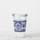青と白のタラベラメキシコフォークアートマグパペ アクリルタンブラー (裏面)