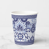 青と白のタラベラメキシコフォークアートマグ 紙コップ (正面)