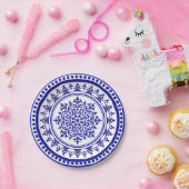 青と白のタラベラ4 ペーパープレート (パーティー)