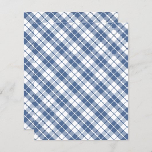 青と白のタータンチェックの格子状パターン（の模様が）ある紙 (正面/裏面)