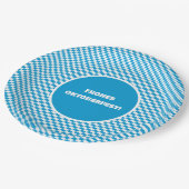 青と白のダイヤモンドローゼンジパターンオクトーバーフェスト ペーパープレート (アングル)