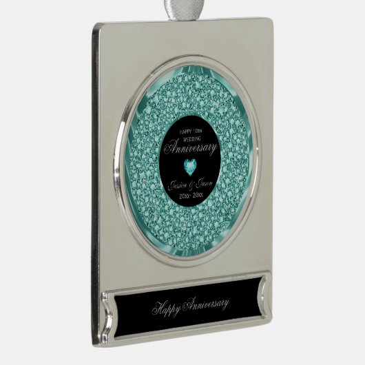 青と白のダイヤモンド シルバープレートバナーオーナメント (右)