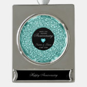 青と白のダイヤモンド シルバープレートバナーオーナメント (正面)