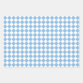 青と白のダイヤ市松模様にモンドパターン ラッピングペーパーシート (正面3)