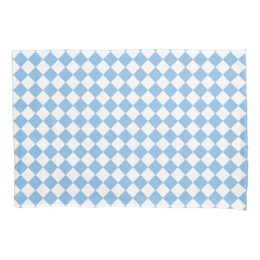 青と白のダイヤ市松模様にモンドパターン 枕カバー (正面左)