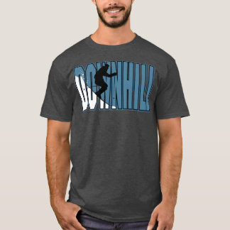 青と白のダウンヒルスキー Tシャツ