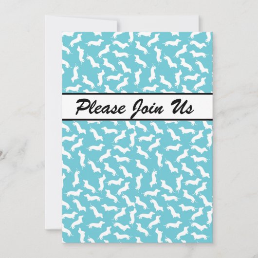 青と白のダシュントパーティの招待状 招待状 (正面)