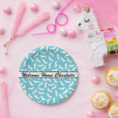 青と白のダシュント紙プレート ペーパープレート (パーティー)