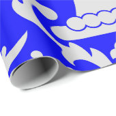 青と白のダマスクのフローラエレガント分離 ラッピングペーパー (ロールコーナー)