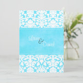 青と白のダマスクウェディング招待状 招待状 (スタンド正面)