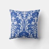 青と白のダマスクフローラ旋回 クッション (裏面)