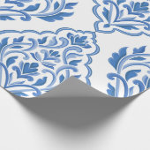 青と白のダマスクヴィンテージのシームレスなパターン。六 ラッピングペーパー (角)