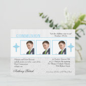 青と白のダマスク写真会 招待状 (スタンド正面)