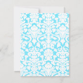 青と白のダマスク柄返信カード 招待状 (裏面)