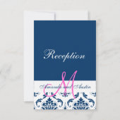 青と白のダマスク柄 結婚式の披露宴招待状 招待状 (裏面)
