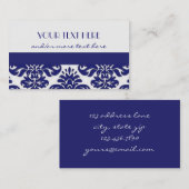 青と白のダマスク 名刺 (正面/裏面)