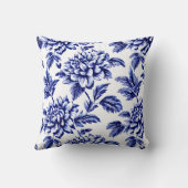 青と白のダリアフラワーズトイレデジュイ クッション (裏面)