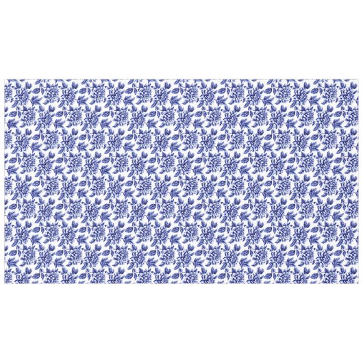 青と白のダリアフラワーズトイレデジュイ テーブルクロス (正面(横))