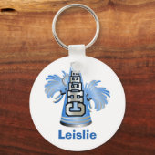 青と白のチアリーカスタムダーKeyChain キーホルダー (正面)