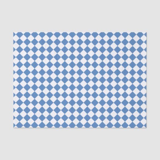 青と白のチェック柄ダイヤモンドパターン 薄葉紙 (正面)